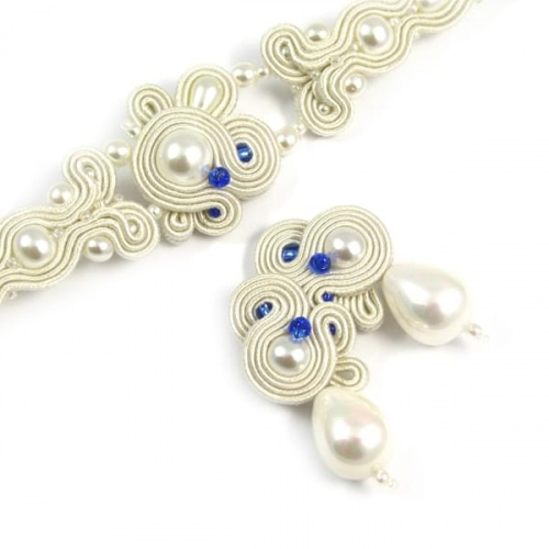 Komplet biżuterii ślubnej z perłami