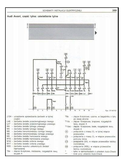 podłączenie tylnych lamp audi A4B5 Avant