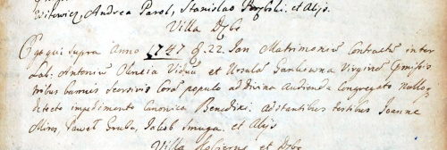 Akt ślubu Antoni Okrzeja i Urszula Gańko r. 1726 #scan