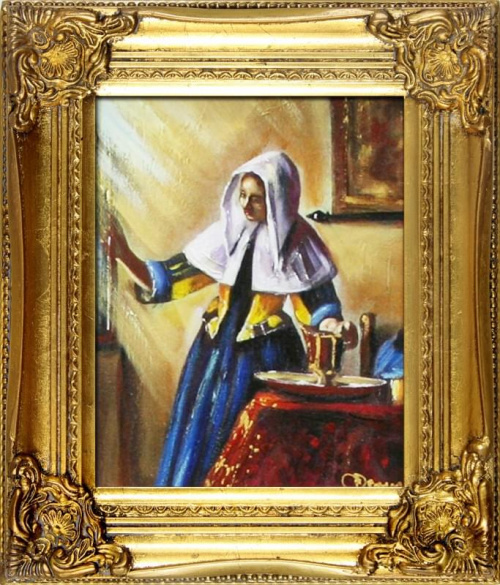 Jan Vermeer-34x30cm Ölgemälde handgemalt + Rahmen Sygniert cena 39,90 euro